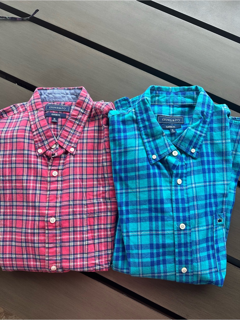 Lot of 2 Crown & Ivy LS Button Down Shirts, Men’s XL